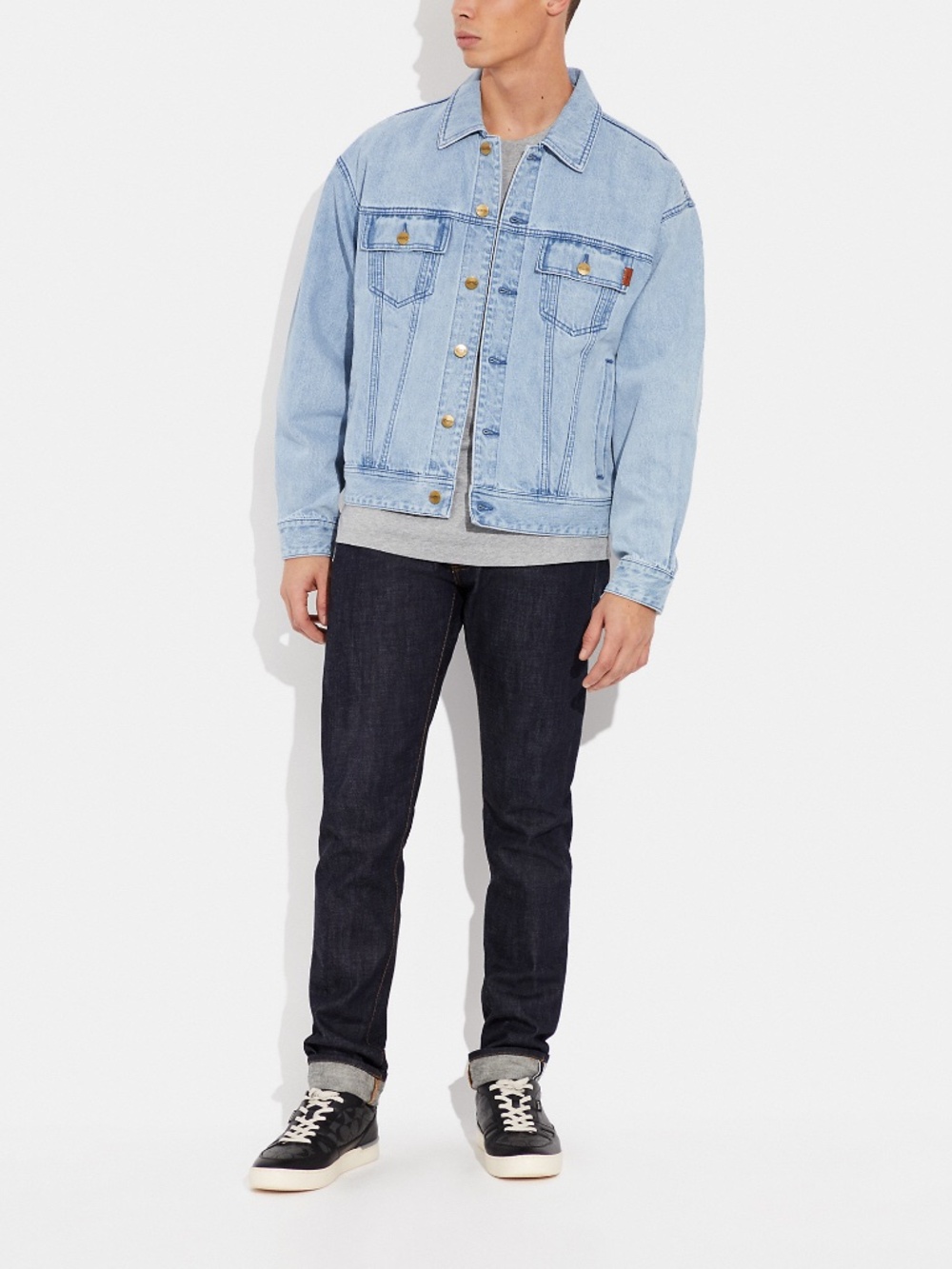 Authentic Coach Men's Novelty Denim Jacket Size Large NWT - Picture 2 of 4
